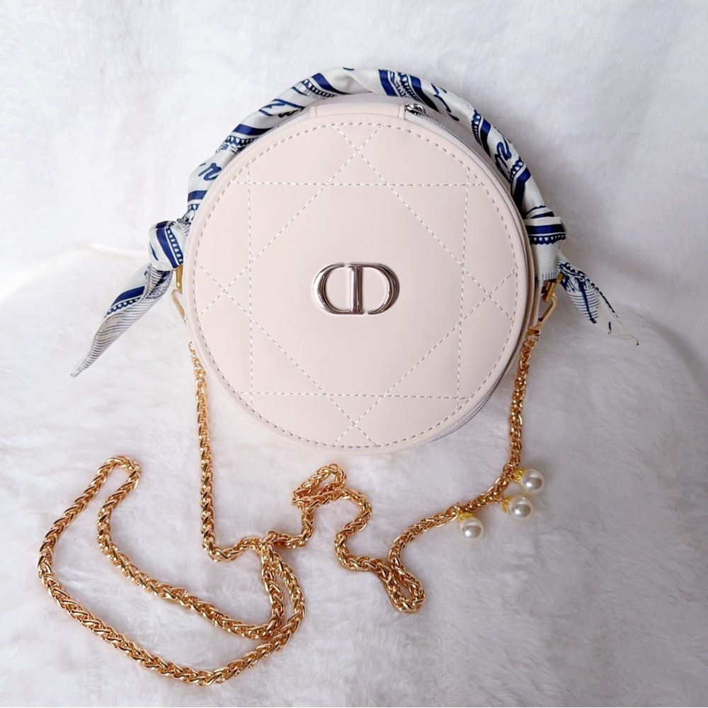 Christian Dior Round Vegan Leather Cosmetic Bag